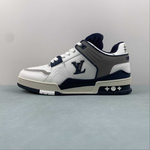 Louis Vuitton Trainer White Blue Grey
