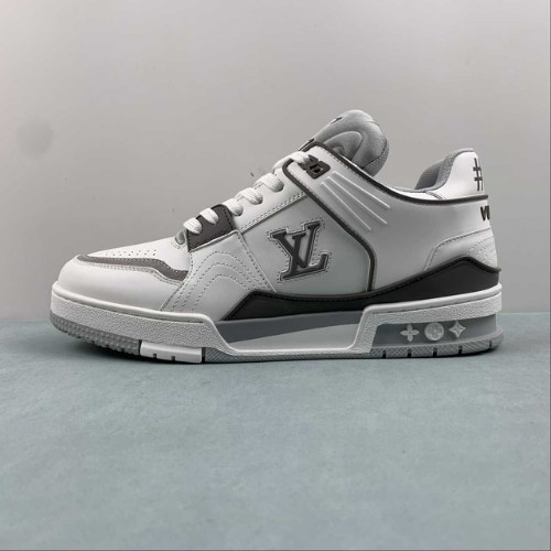 Louis Vuitton Trainer White Black Grey
