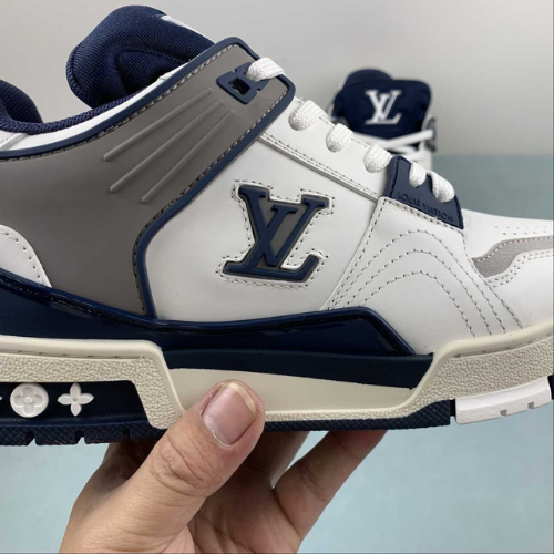 Louis Vuitton Trainer White Blue Grey