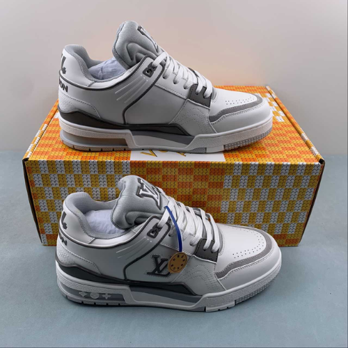 Louis Vuitton Trainer White Black Grey