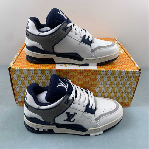 Louis Vuitton Trainer White Blue Grey
